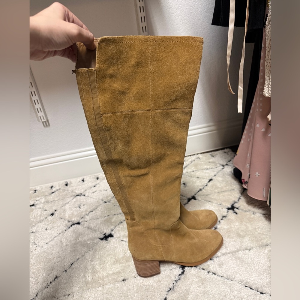 Marc Fisher Tall Suede Over-the-Knee Boots in Camel Brown
